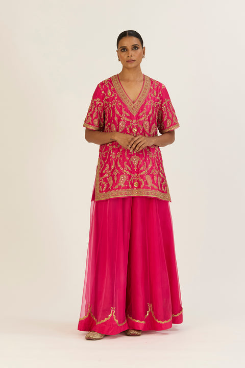 Anvi Kurta and Sharara-Fuschia