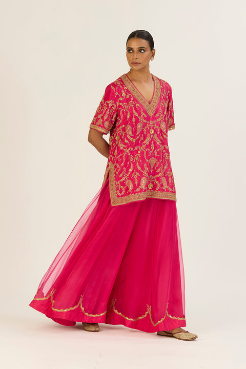 Anvi Kurta and Sharara-Fuschia