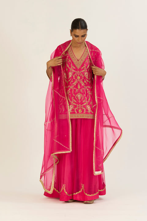 Anvi Kurta and Sharara-Fuschia