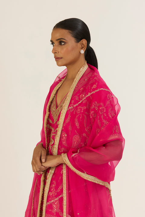Anvi Kurta and Sharara-Fuschia