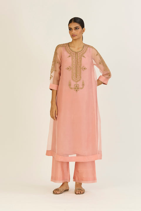 Nandita Kurta and Pant-Salmon Pink
