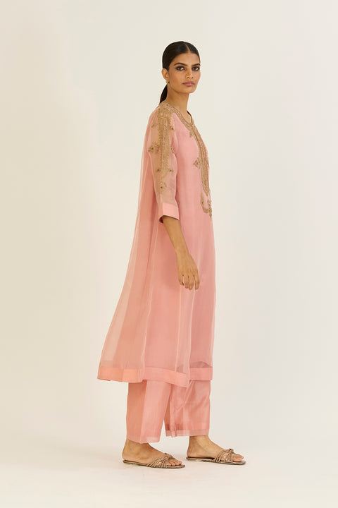 Nandita Kurta and Pant-Salmon Pink