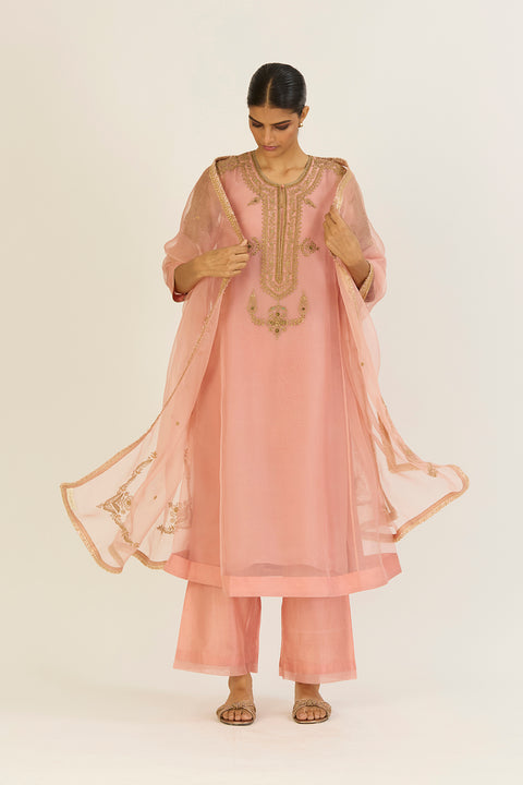 Nandita Kurta and Pant-Salmon Pink