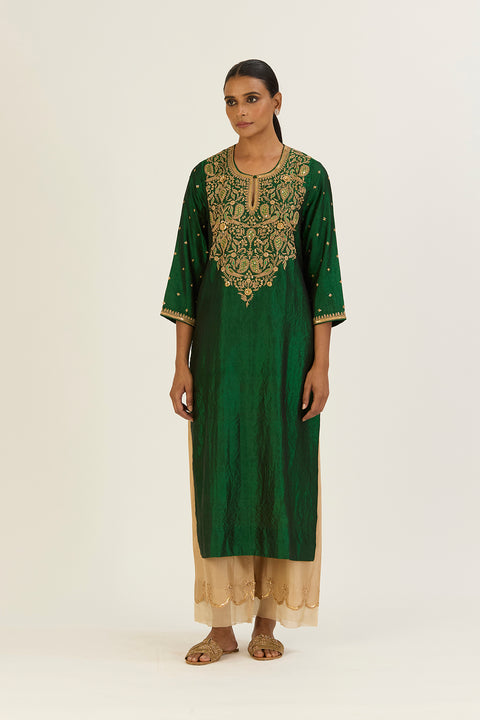 Brinda Kurta and Pant-Dark Green