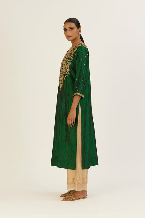 Brinda Kurta and Pant-Dark Green