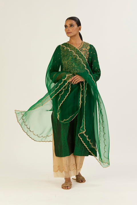 Brinda Kurta and Pant-Dark Green
