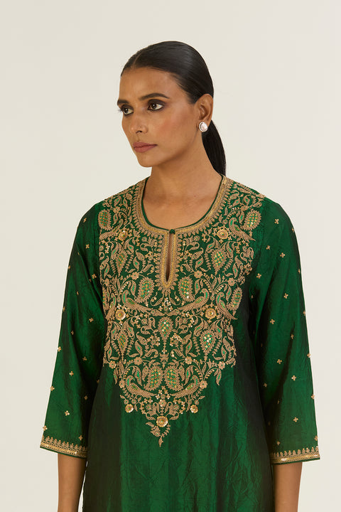 Brinda Kurta and Pant-Dark Green