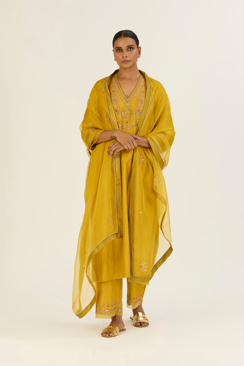 Advika Dupatta-Lime Green