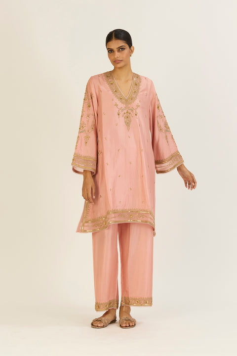 Sehmat Kurta and Pant-Salmon Pink