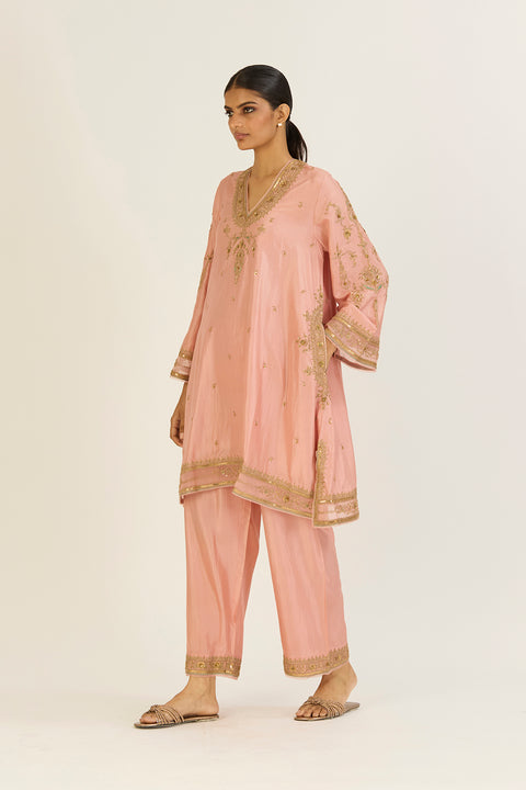 Sehmat Kurta and Pant-Salmon Pink