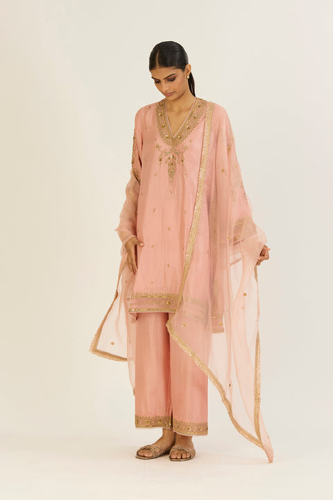 Sehmat Kurta and Pant-Salmon Pink