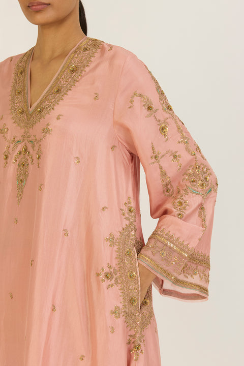 Sehmat Kurta and Pant-Salmon Pink