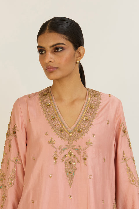Sehmat Kurta and Pant-Salmon Pink