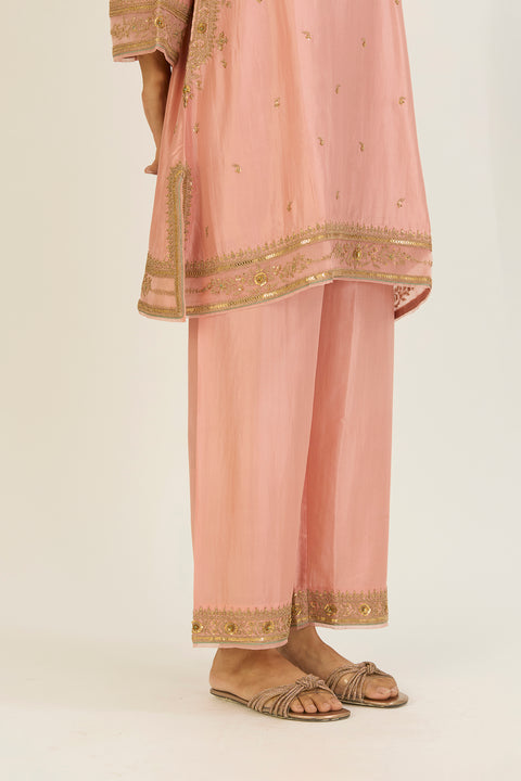 Sehmat Kurta and Pant-Salmon Pink