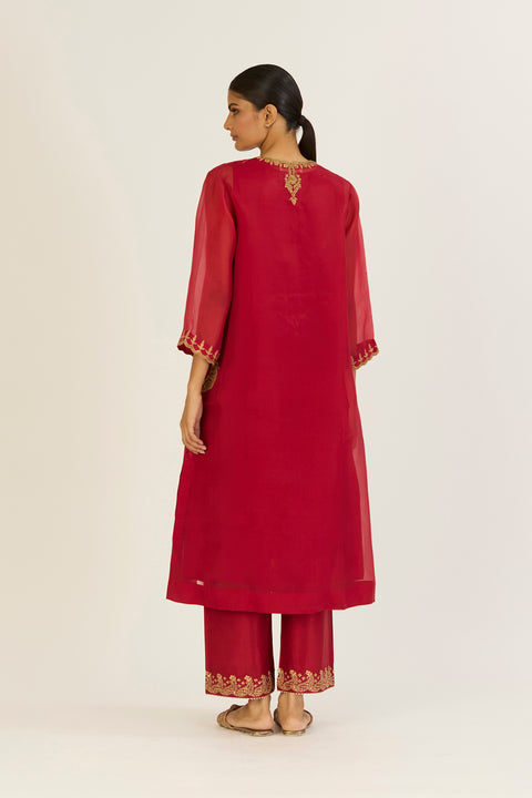 Rysa Kurta and Pant-Red