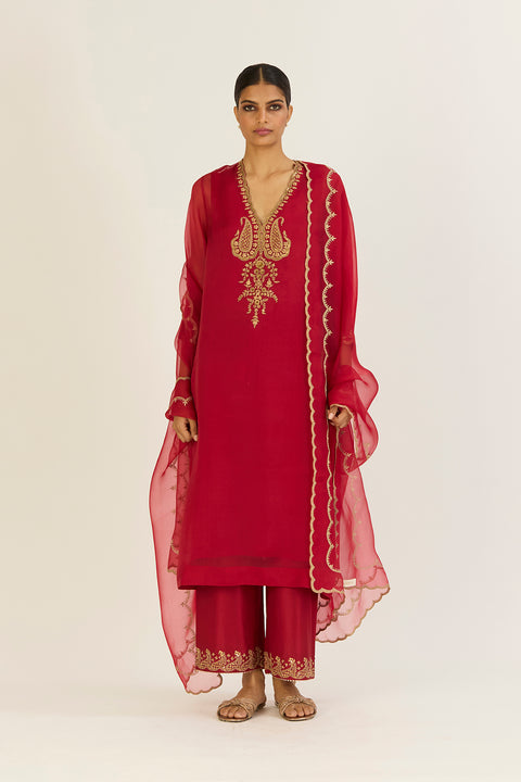 Rysa Kurta and Pant-Red