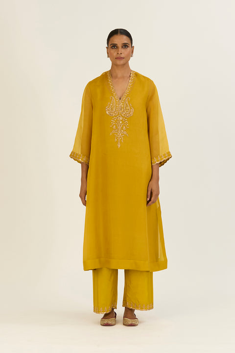 Rysa Kurta and Pant-Lime Green