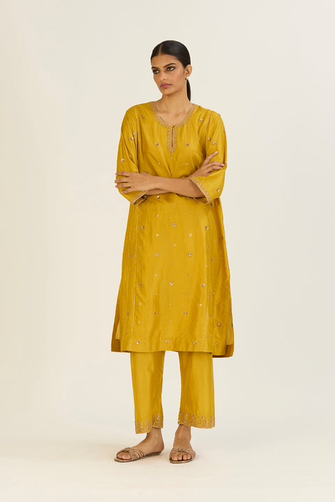 Hina Kurta and Pant-Lime Green