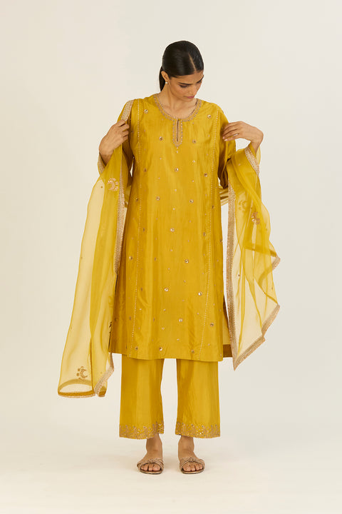 Hina Kurta and Pant-Lime Green