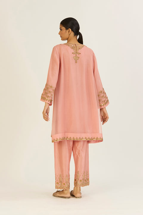 Alta Kurta and Pant-Salmon Pink