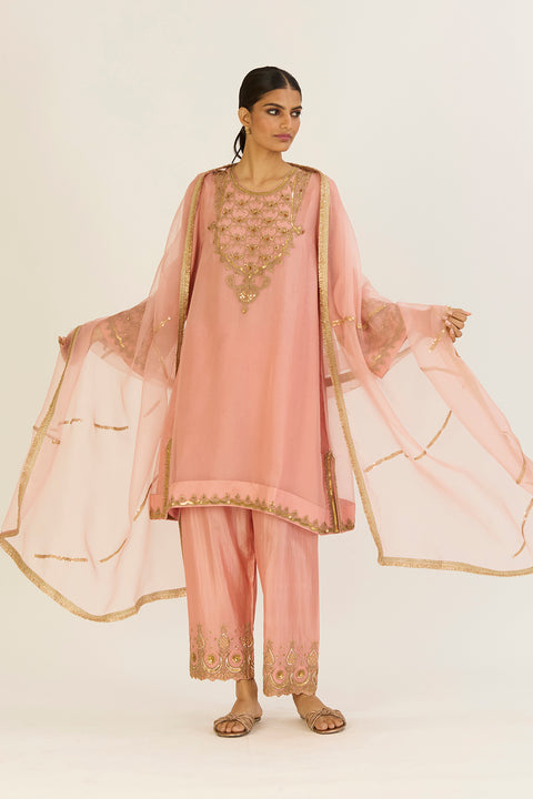 Lehr Dupatta-Salmon Pink