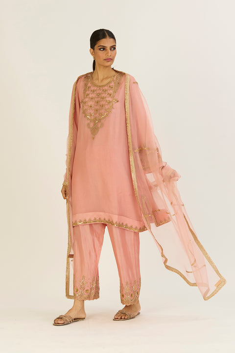 Alta Kurta and Pant-Salmon Pink