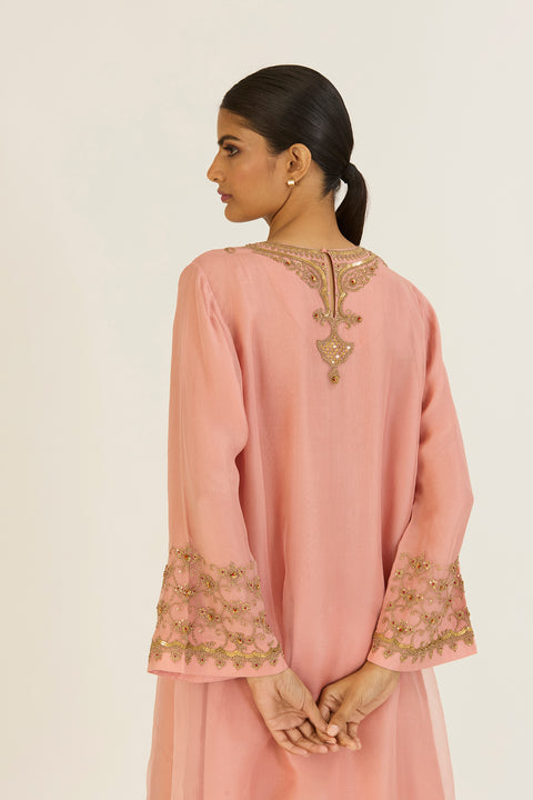 Alta Kurta and Pant-Salmon Pink
