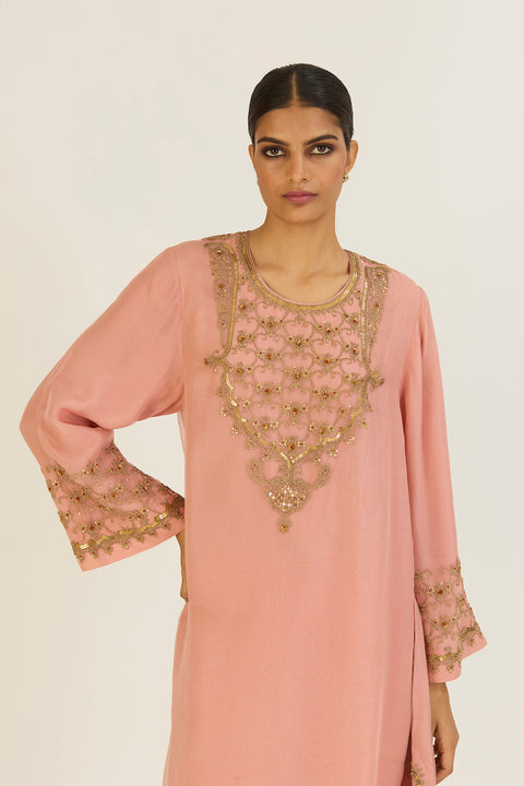 Alta Kurta and Pant-Salmon Pink