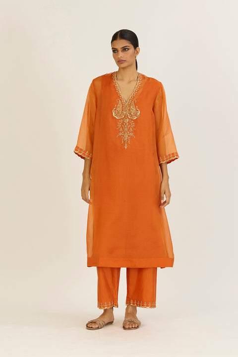 Rysa Kurta and Pant-Orange