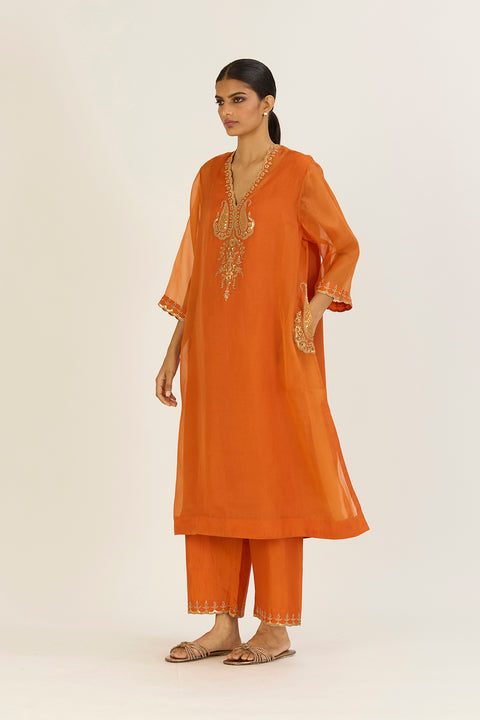 Rysa Kurta and Pant-Orange