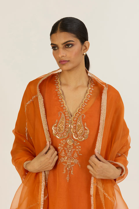 Rysa Kurta and Pant-Orange