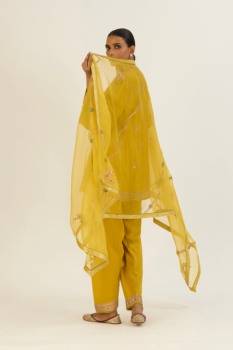 Charvi Dupatta-Lime Green