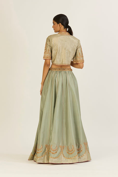 Shaheen Lehenga Set-Jade
