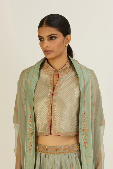 Shaheen Lehenga Set-Jade