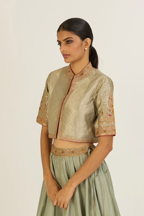 Shaheen Lehenga Set-Jade