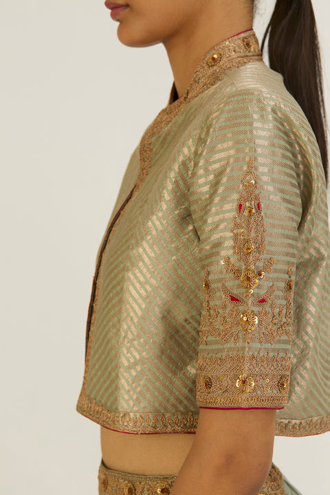 Shaheen Lehenga Set-Jade