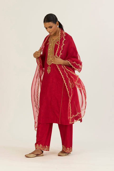 Nandita Kurta and Pant-Red