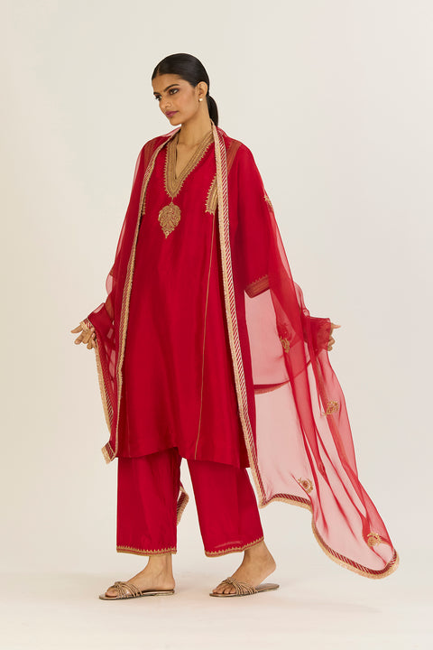 Rekha Kurta and Pant-Red