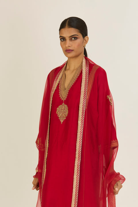 Rekha Kurta and Pant-Red