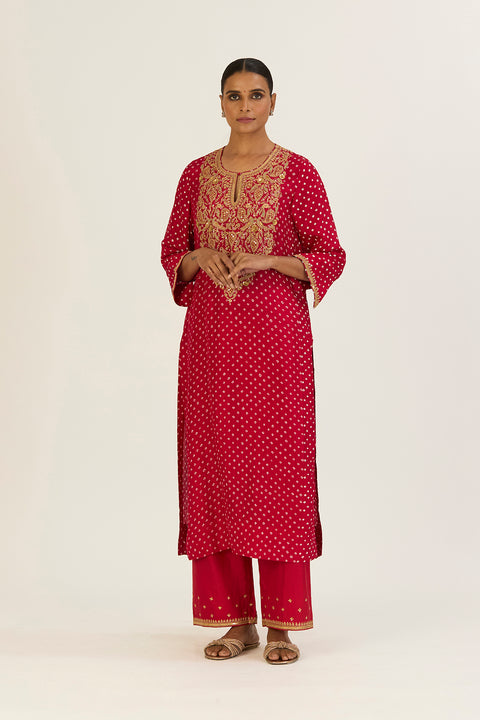 Brinda Kurta and Pant-Red