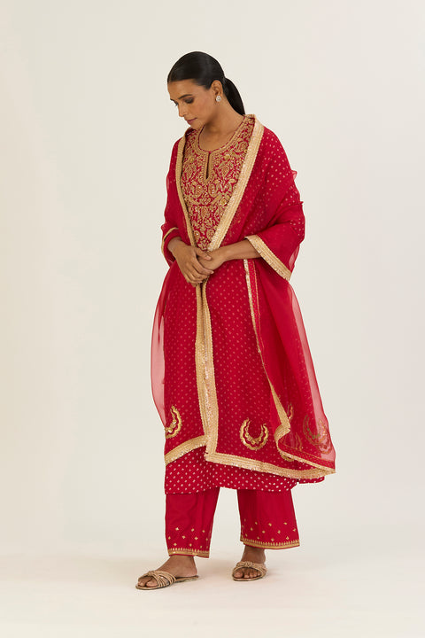 Brinda Kurta and Pant-Red