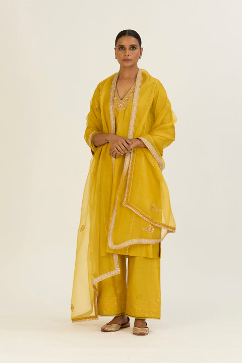 Krati Kurta and Pant-Lime Green