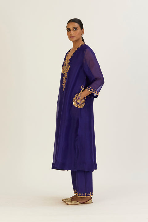 Rysa Kurta and Pant-Royal Blue