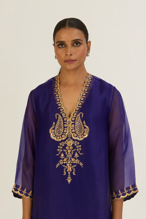 Rysa Kurta and Pant-Royal Blue