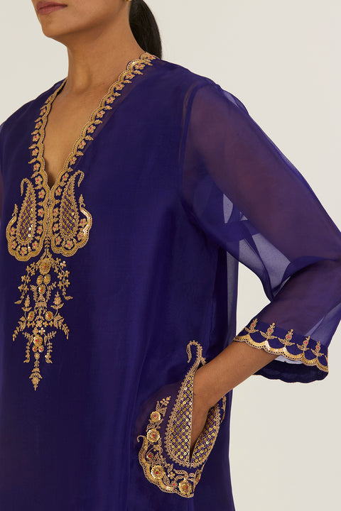 Rysa Kurta and Pant-Royal Blue