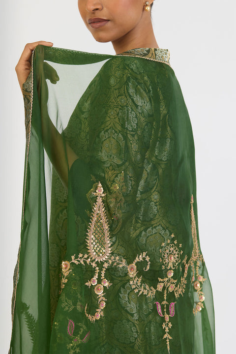 Mridula Dupatta - Dark Green