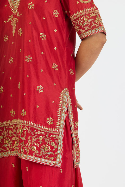 Dhvani Kurta and Sharara - Red