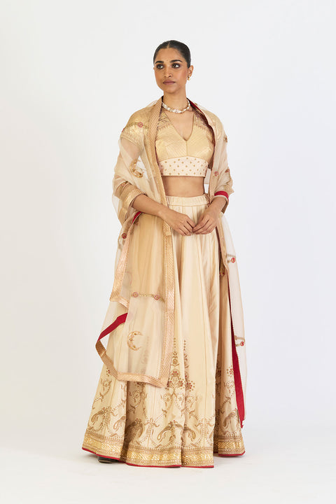 Manjari Lehenga Set - Oats