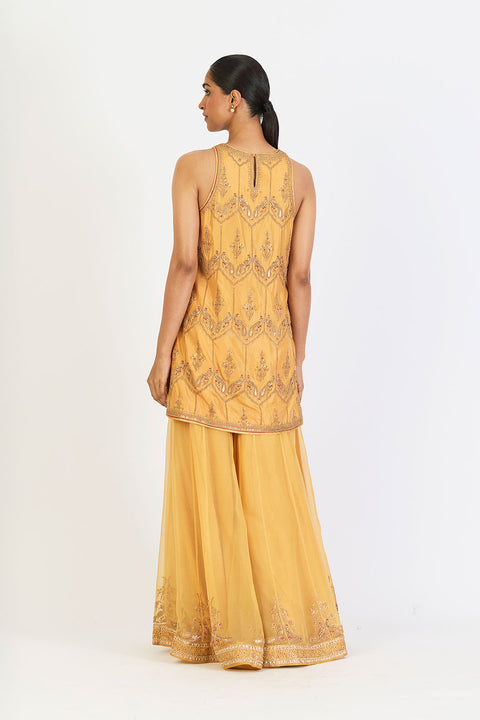 Romaani Kurta and Sharara - Yellow