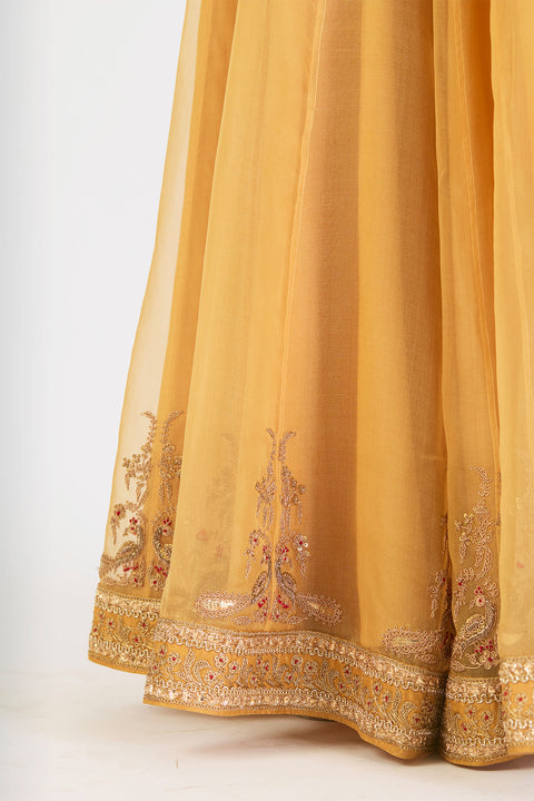 Romaani Kurta and Sharara - Yellow